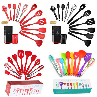 Silicone Cooking Utensils Set Kitchenware Brush Clip Spoon Spatula Ladle Egg Beaters Kitchen Utensils Set 1011Pcs Cooking Tools