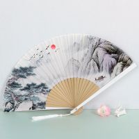 Ancient Bamboo Folding Fan Chinese Classical Folding Fan With Lotus For Hanfu Haitang Flower Qipao Dance Female Home Decoration