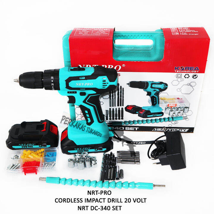 Nrt Pro Mesin Bor Cordless Impact Drill Nrt V Dc Set Mesin Bor