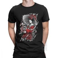 One With Nature T-Shirt Men Round Collar 100% Cotton T Shirt Geisha Japan Tattoo Cool Tokyo Beauty Japanese Male Tshirt Tees