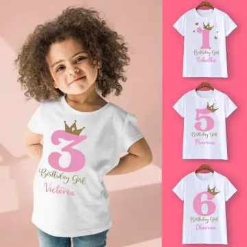 Custom Name Birthday T Shirt Cute Unicorn Number 1-9 Cartoon Girls