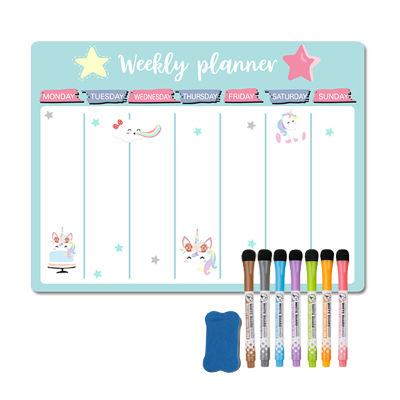 Magnetic Weekly Monthly Planner Calendar Set Kitchen Schedule Dry Erase Whiteboard for Wall Kids Message Drawing Fridge Stickers