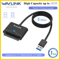 Wavlink USB 3.0 SATA III ฮาร์ดไดรฟ์อะแดปเตอร์เคเบิ้ล SATA เป็น USB 5Gbps อะแดปเตอร์เคเบิ้ลสำหรับ2.5 "Hdd/ssd และ3.5" HDD เชื่อมต่อฮาร์ดไดรฟ์รองรับ UASP, TRIM และ S.M.A.R.T โหมด Auto Sleep สูงสุด18TB-สีดำ