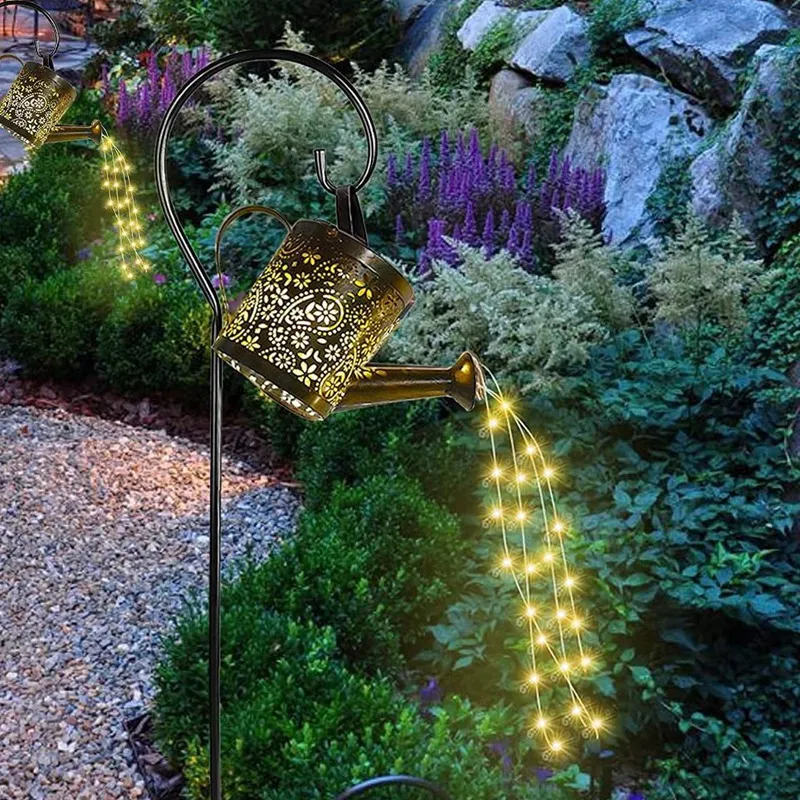 Watering Can Solar Lights for Outdoor Garden, Star Shower Garden Waterproof  36Pcs LED Highlight Warm White Light