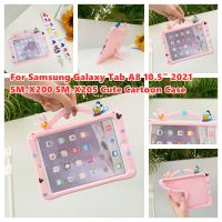 สำหรับ S Amsung G Alaxy Tab A8 10.5 "2021 SM-X200 SM-X205เด็กแท็บเล็ตการ์ตูนน่ารักโดนัลด์เดซี่เป็ดปลอดภัยซิลิโคนจับกันกระแทกที่ครอบคลุมกรณี