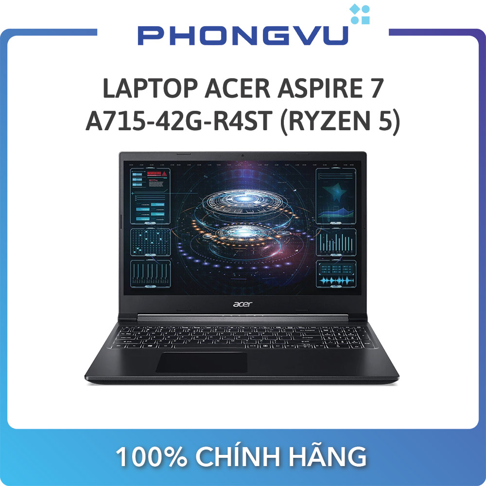 Laptop Acer Aspire 7 A715-42G-R4ST ( 15.6 inch Full HD/AMD Ryzen 5 5500U/8GB/256GB SSD/ GTX 1650/Windows 10 Home)-Bảo hành 12 tháng