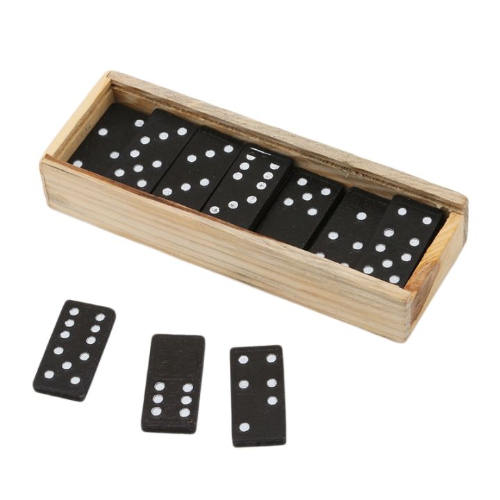 ของเล่นโดมิโนเกมตั้งโต๊ะสำหรับเด็ก28ชิ้น-ชุดสำหรับเกมกระดานโดมิโนไม้เพื่อการเรียนรู้สำหรับเด็ก