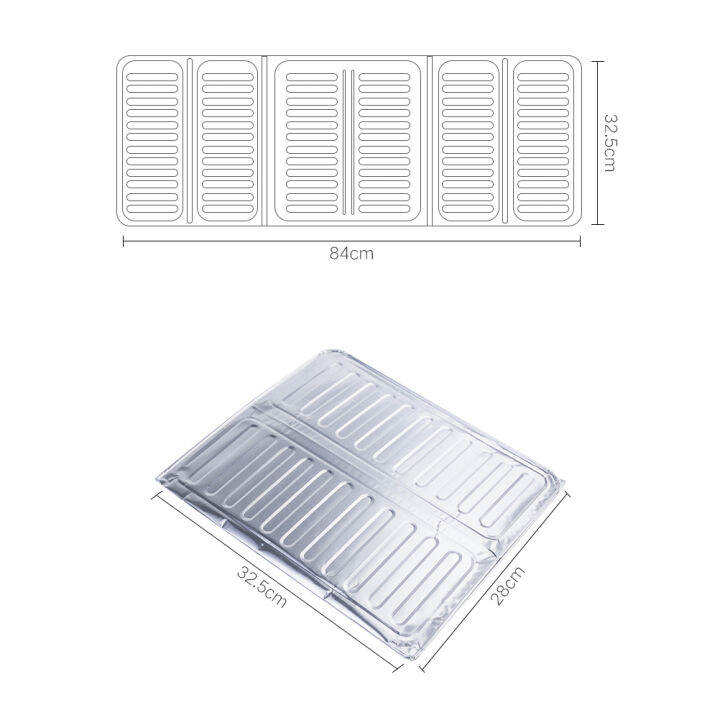 อุปกรณ์ป้องกันน้ำกระเด็น3ด้านพับได้ฝากันกระเด็นใช้ในครัวเกมกระดานที่ป้องกันน้ำมันฟอยล์อลูมิเนียม