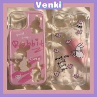 VENKI - เคสไอโฟน11 เคส เคสสำหรับ iPhone 11 Soft TPU Clear Space เคส Cute Cute Cartoon Rabbit Plating Protection กล้องป้องกันการกันกระแทกสำหรับ iPhone 14 13 12 12 Plus XS XS