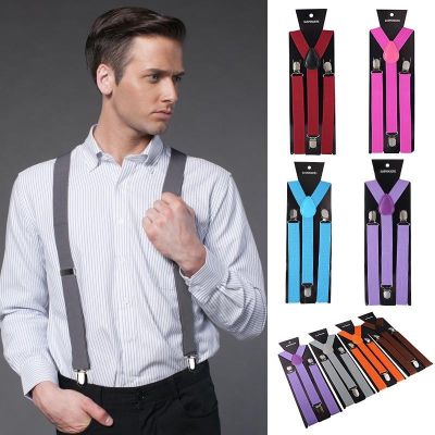 2.5 x 100cm Strap Unisex Adjustable Monochrome Trousers Elastic Suspenders