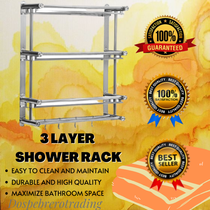 BEST SELLER High Quality 3 LAYERS SHOWER RACK 3 Layers Hanging Towel