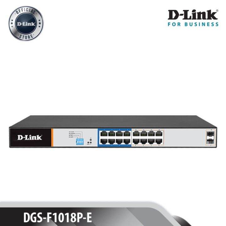 DLink DGS-F1018P-E Switch PoE 18 Port Gigabit 16 Port PoE 2 Uplink SFP ...