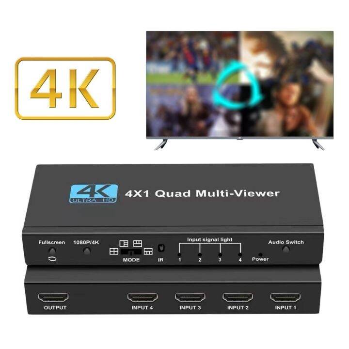 hdmi-compatible-multviewer-switch-สลับ4-in-1ออกสนับสนุน4k-30hz-ดูโหมดสำหรับกล้อง-ps4จอภาพพีซีไปยังทีวี