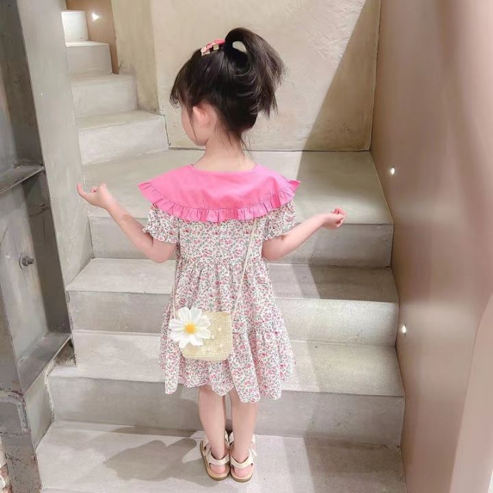 2pcs-summer-yellow-floral-child-little-girls-clothing-casual-midi-dress-bag-children-dresses-for-teens-party-princess-sundress