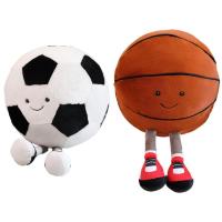 Cool Smile Basketball Football Stuffed Doll Plush Toy Cute Ball Soft Plushie Pillow Car Home Room Indoor Decor Kids Gift amiable