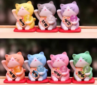 พร้อมส่งในไทย เก็บเงินปลายทาง ?โมเดลแมวนำโชค แมวกวัก เซ็ท 7 ตัว Lucky Cats