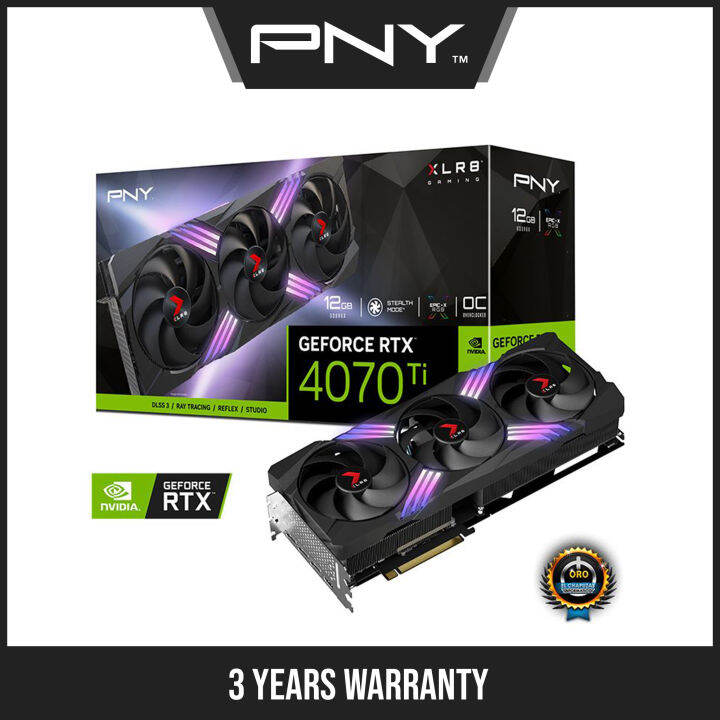 PNY GeForce RTX 4070 Ti 12GB OC XLR8 Gaming Verto Triple Fan Graphics ...