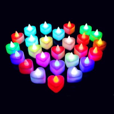 【CW】 Lights Decoration Electronic Candle Heart shaped Love Night for Adults Room Romantic Light Wedding Valentine 39;s Day