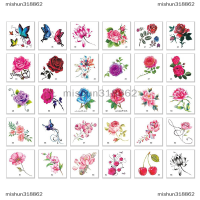 mishun318862 66pcs Flower Butterfly Body Art รอยสักชั่วคราวสติกเกอร์รอยสักกันน้ำ