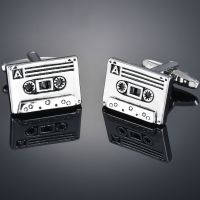 Vintage Retro Cassette Tape Cufflinks for Mens Shirt Suit Cuff Buttons Links Silver Color High Quality Mals 39;s Jewelry Wholesale