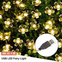 【☼】 pkdibm 5M 40 Led ไฟประดับ USB กลางแจ้ง/ในร่ม Street Garland คริสต์มาส/ปีใหม่ Xmas Festoon สาย LED สำหรับตกแต่งบ้าน