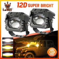 8D 2PCS 3Inch 20W Motorcycle Light 12V Car Fog Light Off-road Light 2-color Sport light Flush Mount LED Pods Work Light Bar Offroad Dual Color Spotlight LED Fog Lamp For Car Truck Atv