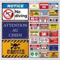 Warning Words Metal Sign Notice Attention Vintage French Warning Plaque Plate Danger No Diving Quotes Bar Garage Farmhouse Decor