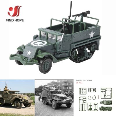 1:72 M3 Half Track Military Armored Vehicle Assembly Model Toy For Action Figure Carrier Car+10pcs Soldiers Models