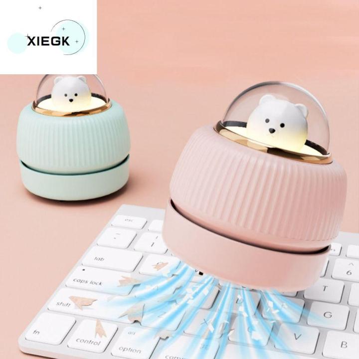 xiegk-เครื่องดูดฝุ่นตั้งโต๊ะแบบไฟกลางคืนชาร์จด้วย-usb-น้ำยาทำความสะอาดคีย์บอร์ดขนาดเล็กพกพาได้เครื่องดูดฝุ่นทำความสะอาดเศษฝุ่นทำความสะอาดเครื่องทำความสะอาดมือ