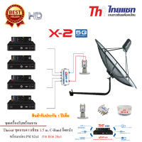 Thaisat C-Band 1.5 เมตร (ขางอยึดผนัง)+LNB PSI X-2 5G+Multi switch psi 2x4+PSI S2X x4+สายRG6 20เมตรx4+10เมตรx2