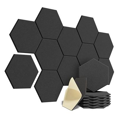 12-Piece Self-Adhesive Acoustic Foam Panel Hexagonal Wall Panel for Wall Sound Absorption