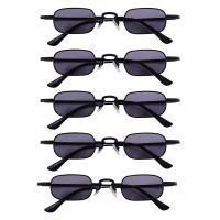 5X Retro Punk Glasses Clear Square Sunglasses Female Retro Sunglasses Men Metal Frame-Black &amp; Black Gray