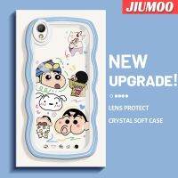 เคส JIUMOO สำหรับ OPPO A37 A37F NEO 9เคสลายการ์ตูน Spoof Crayon Shin-Chan แฟชั่นเคสโทรศัพท์แบบใสขอบครีมลายคลื่นเคสป้องกันเลนส์กล้องถ่ายรูปโปร่งใสกันกระแทก