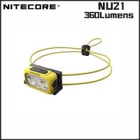 NU21 NITECORE ไฟฉายคาดศีรษะกลางแจ้งชาร์จไฟได้360ลูเมนไฟคาดศีรษะเฉียบในตัวแบตเตอรี่ลิเธียมไอออน500Mah