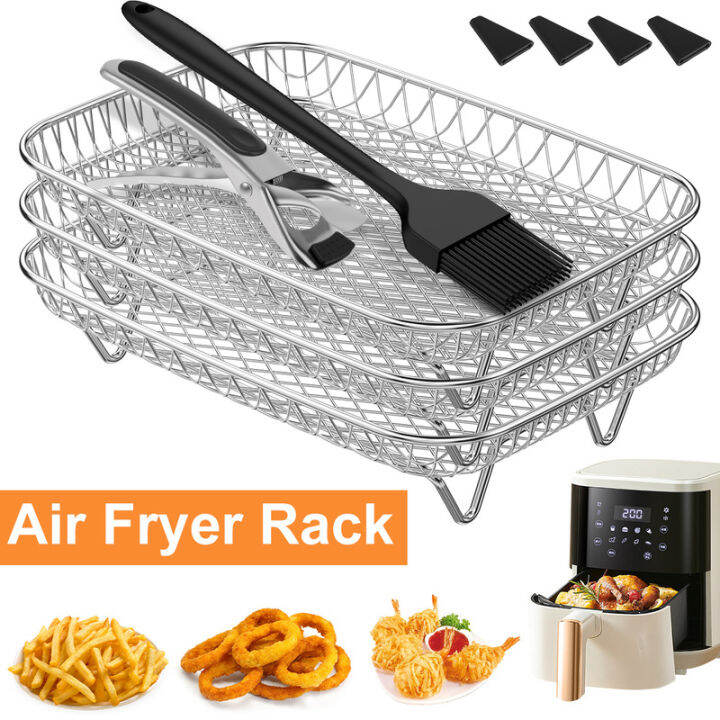 3Pcs Air Fryer Racks Set 304 Stainless Steel Air Fryer Steamer Rack