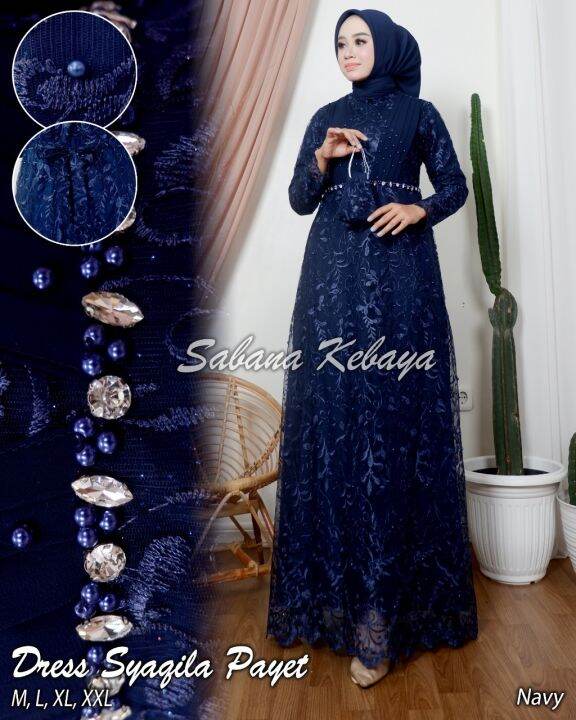 Dress Pesta Brokat Tulle Payet Syaqila Dress Original Sabana Dress