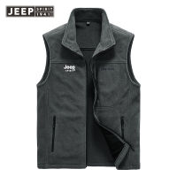 JEEP SPIRIT เสื้อกั๊กไซส์ใหญ่สำหรับผู้ชาย,เสื้อฟลีซลำลองสำหรับผู้ชายเสื้อกั๊กสำหรับใส่ทำกิจกรรมนอกบ้านเสื้อกีฬาทรงหลวมสำหรับวัยกลางคนและวัยรุ่น