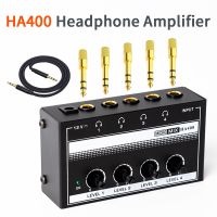 HA400 Headphone Amplifier 4 Channels Mini Ultra-Compact Stereo Audio Amplifier With Power Adapter 10MHz Earphone Amp for Music