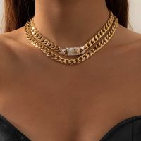 IngeSight.Z 2Pcs/Set Luxury Crystal Rhinestone Toggle Clasp Choker Necklace Women Hip Hop Thick Miami Cuban Necklace Jewelry Adhesives Tape