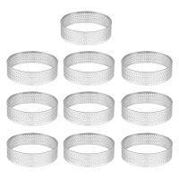 60Pcs 4.5cm Round Stainless Perforated Seamless Tart Ring Quiche Ring Tart Pan Pie Tart Ring with Hole Tart Shell Ring