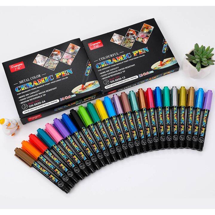 12/24 Colors High Temperature Oven Baked Ceramic Marker Pen Acrylic
