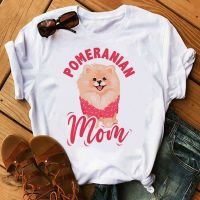 แฟชั่นผู้หญิงเสื้อ T Pomeranian Mom Tshirt สุนัข I Love Mom Tee เสื้อการ์ตูนเสื้อยืดหญิงฤดูร้อนเสื้อแขนสั้นเสื้อผ้า แฟชั่นแขนสั้นผ้าฝ้าย แม่คือทุกสิ่ง เสื้อยืดวันแม่ วันแม่ แม่คือทุกสิ่ง