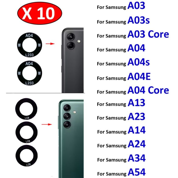 แก้วกล้องด้านหลังเหมาะสำหรับ-samsung-galaxy-a03-a03s-a04แกน-a04e-a04s-a14-a24-a34-a54-a13-a23-4g-5g-พร้อมกาว10ชิ้น-ล็อต