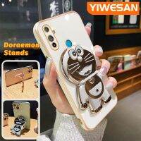 YIWESAN เคสสำหรับ Realme C3เคส C2ลายการ์ตูนน่ารักโดราเอมอนเคสโทรศัพท์พับได้ดีไซน์ใหม่กันกระแทกกล้องฝาปิดเลนส์เต็มตัว