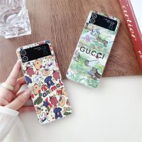 เคสโทรศัพท์ภาพดอกไม้ภาพวาดสีน้ำมันแฟชั่นสำหรับ Samsung Flip 4ฝาพับ3เคสป้องกันซิลิโคน Blu-Ray IMD สำหรับ Z Flip 3