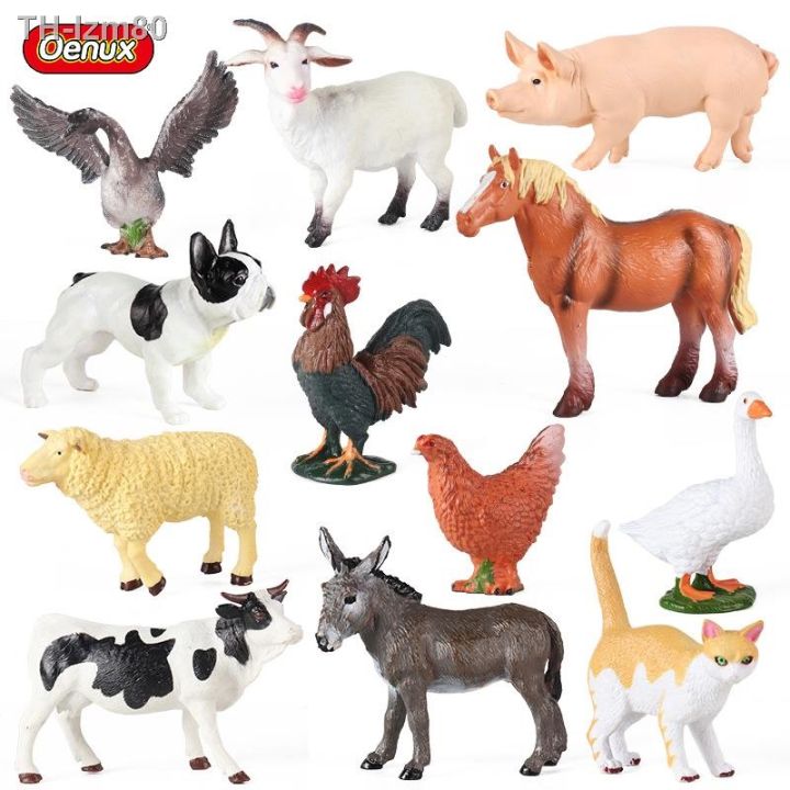 ของขวัญ-children-solid-simulation-model-of-poultry-farm-animals-cow-horse-chicken-duck-goose-sheep-donkey-pig-cat-suit-toy-dog