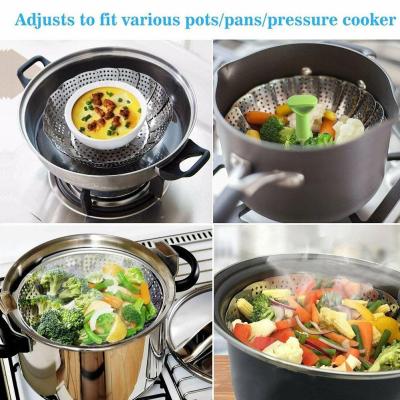 14 * 11cm Stainless Steel Steamer Telescopic Folding Multifunctional Steamer Gadget Lotus Household Kitchen Steamer B5E8