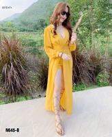 fashion250 เสื้อผ้าแฟชั่น Jumpsuit ขาสั้น สีเหลือง พร้อมส่ง