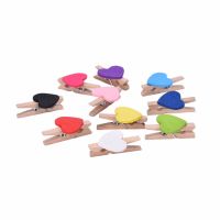 Cute Multicolor Love Heart Spring Wood Clip Photo Clips For Clothespin Craft Clips Party Decoration Clip Hemp Rope 10 Pcs/lot Clips Pins Tacks