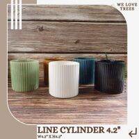 กระถางเซรามิค ทรงกระบอกเส้น 4.2 นิ้ว (Line Cylinder 4.2")